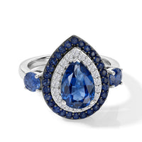 D'Joy Premium Kashmir Kyanite and Multi Gemstone 4.00 ctw Ring in Rhodium Over Sterling Silver (Size 7.0)
