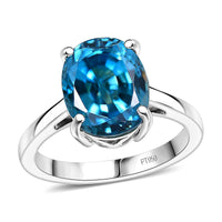 Rhapsody 950 Platinum AAAA Cambodian Blue Zircon Solitaire Ring (Size 6.0) (6.45 g) 8.00 ctw