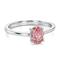 Luxuriant Lab Grown Pink Diamond (VS) Ring in Rhodium Over Sterling Silver (Size 6.0) 1.00 ctw