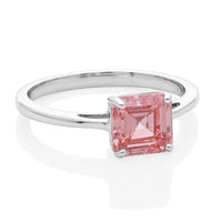 Luxuriant Asscher Cut Lab Grown Pink Diamond (VS) Ring in Rhodium Over Sterling Silver (Size 10.0) 2.00 ctw