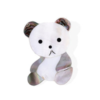 Mother of Pearl and Abalone Shell Teddy Bear Brooch in Silvertone