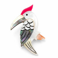 Mother of Pearl, Abalone Hummingbird Brooch in Silvertone