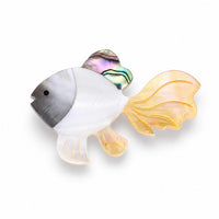 Mother of Pearl, Abalone Shell Fish Brooch in Silvertone