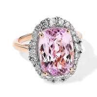 10K Rose Gold AAA Martha Rocha Kunzite, Luxuriant Lab Grown Diamond (G-H, SI) (0.89 cts) Ring (Size 10.0) (4.15 g) 9.50 ctw