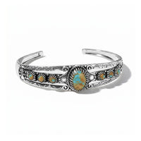 D'Joy Artisan Crafted Premium Royston Turquoise Cuff Bracelet in Sterling Silver (7.25 In) 9.65 ctw