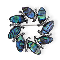 Mother of Pearl, Austrian Crystal Brooch in Silvertone