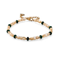 Mother Of Pearl and Malachite 5.00 ctw Bracelet in Goldtone and ION Plated YG Stainless Steel (7.00-9.00In)