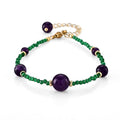 Lab Created Green Cat's Eye and African Amethyst 15.00 ctw Bracelet in Goldtone and ION Plated YG Stainless Steel (6.50-8.50In) - Sticky add to cart bar