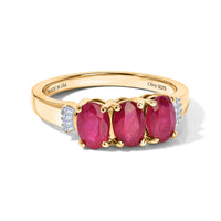 D'Joy Premium Niassa Ruby (FF), Diamond Ring in 18K Vermeil YG Over Sterling Silver (Size 10.0) 2.20 ctw