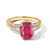 D'Joy Premium Niassa Ruby (FF), Moissanite Ring in 18K Vermeil YG Over Sterling Silver (Size 5.0) 4.00 ctw