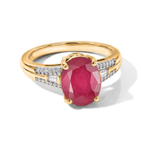D'Joy Premium Niassa Ruby (FF), Moissanite Ring in 18K Vermeil YG Over Sterling Silver (Size 5.0) 4.00 ctw