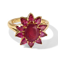 D'Joy Premium Niassa Ruby (FF) Ring in 18K Vermeil YG Over Sterling Silver (Size 10.0) 6.00 ctw