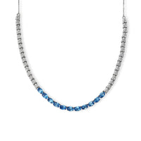 D'Joy Premium Betroka Blue Apatite, Moissanite Necklace (18-20 Inches) in Rhodium Over Sterling Silver 6.70 ctw