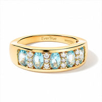 EverTrue Lagoon Apatite and Moissanite 1.40 ctw Band Ring in 18K YG Plated (Size 6.0)