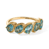 EverTrue Blue Apatite 5 Stone Ring in 18K YG Plated (Size 6.0) 2.50 ctw