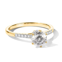 D'Joy 120 Facet Moissanite 2.10 ctw Ring in 18K Vermeil Yellow Gold Over Sterling Silver (Size 8.5)
