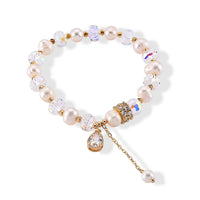 Austrian Multi Color Crystal, Freshwater Pearl Bracelet in Goldtone (6-6.5In)4495637