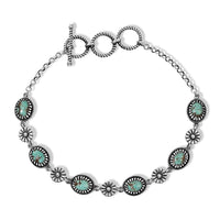 D'Joy Artisan Crafted Premium Royston Turquoise Bracelet in Sterling Silver (6.50-8.0In) 4.20 ctw