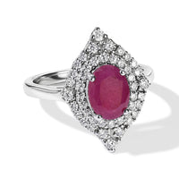 D'Joy Premium Ruby, Moissanite Ring in Rhodium Over Sterling Silver (Size 10.0) 2.35 ctw 8643786