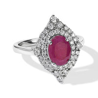 D'Joy Premium Ruby, Moissanite Ring in Rhodium Over Sterling Silver (Size 10.0) 2.35 ctw 8643786