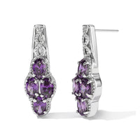 EverTrue Simulated Amethyst Color Diamond Hoop Earrings in Stainless Steel 6.10 ctw