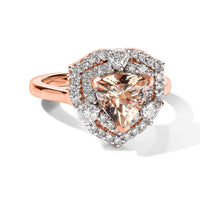 D''Joy Premium Marropino Morganite, Moissanite Ring in 18K Vermeil RG Over Sterling Silver (Size 10.0) 1.75 ctw