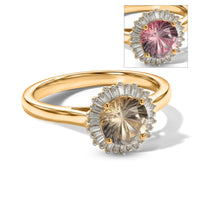 D'Joy Hanabi Cut AAA Turkizite, Diamond (I2) (0.24 cts) Starburst Halo Ring in 18K Vermeil YG Over Sterling Silver (Size 10.0) 1.75 ctw