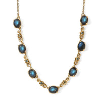 EverTrue Malagasy Labradorite, Apatite Station Necklace (18 Inches) in 18K YG Plated 6.00 ctw