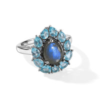 EverTrue AAA Malagasy Labradorite, Multi Gemstone Ring in Platinum Bond (Size 7.0) 3.90 ctw