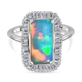Ethiopian Welo Opal and Diamond 2.10 ctw Ring in Platinum Over Sterling Silver (Size 8.0) - Sticky add to cart bar