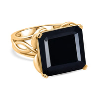 D''Joy Thai Black Spinel Ring in 18K YG Over Sterling Silver (Size 7.5) 14.80 ctw