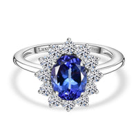 950 Platinum AAA Tanzanite, Luxuriant Lab Grown Diamond (VS) Ring (Size 8.5) (4.30 g) 2.50 ctw