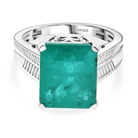 D''Joy Emeraldine Triplet Quartz Ring in Platinum Over Sterling Silver (Size 8.0) 6.60 ctw