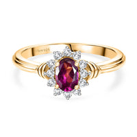 D'Joy AAA Radiant Ember Garnet and White Zircon 0.85 ctw Ring in 18K Yellow Gold Over Sterling Silver (Size 9.5)