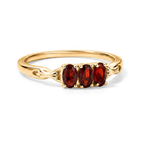 D'Joy Mexican Cherry Fire Opal Regal Trinity Sunset Trio Ring in 18K Vermeil Yellow Gold Over Sterling Silver (Size 10.0) 0.50 ctw