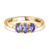 D'Joy Premium Tanzanite and Lab Grown Diamond I1 0.70 ctw Ring in 14K Yellow Gold Over Sterling Silver (Size 6.0)