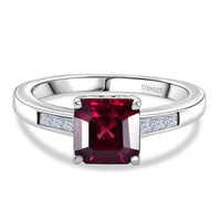 D'Joy Premium Orissa Rhodolite Garnet and White Zircon 2.20 ctw Ring in Rhodium Over Sterling Silver (Size 7.5)