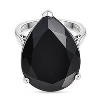 D'Joy Thai Black Spinel 22.10 ctw Solitaire Ring in Platinum Over Sterling Silver (Size 8.5)
