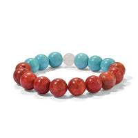 Sponge Coral, Magnesite and Milky White Quartz 63.00 ctw Beaded Stretch Bracelet