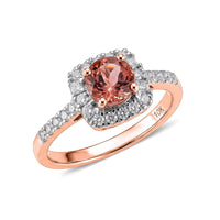 Certified & Appraised 10K Rose Gold AAA Blush Tourmaline, Luxuriant Lab Grown Diamond (G-H, SI) (0.40 cts) Ring (Size 6.0) 1.35 ctw