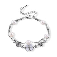 Freshwater Pearl, Simulated Diamond Bracelet in Silvertone (6.50-8.00In) 10.00 ctw