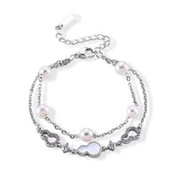 Freshwater Pearl, Simulated Diamond Bracelet in Silvertone (6.00-8.00In) 6.00 ctw