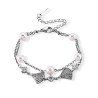 Freshwater Pearl, Simulated Diamond Bracelet in Silvertone (6.00-8.00In) 6.00 ctw4495955
