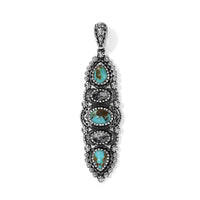 D'Joy Artisan Crafted Royston Turquoise and White Buffalo 3.60 ctw Pendant without Chain in Sterling Silver