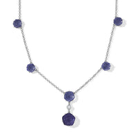 GP Purple Murano Style and White Zircon 0.25 ctw Necklace in Rhodium Over Sterling Silver (18-20 Inches)