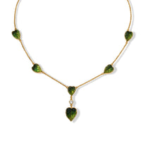 GP Green Murano Style and White Zircon 0.20 ctw Fancy Necklace in 18K Vermeil Yellow Gold Over Sterling Silver 18-20 Inches