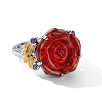 GP Red Murano Style, Madagascar Pink Sapphire Ring in 18K Vermeil YG and Rhodium Over Sterling Silver (Size 10.0) 0.15 ctw