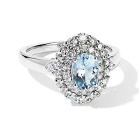 Certified & Appraised D''Joy Premium Santamaria Aquamarine, Moissanite Ring in Rhodium Over Sterling Silver (Size 10.0) 1.35 ctw