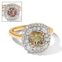 D''Joy Hanabi Cut Premium Turkizite, Moissanite Ring in 18K Vermeil YG Over Sterling Silver (Size 10.0) 1.85 ctw