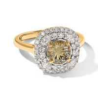 D''Joy Hanabi Cut Premium Turkizite, Moissanite Ring in 18K Vermeil YG Over Sterling Silver (Size 10.0) 1.85 ctw